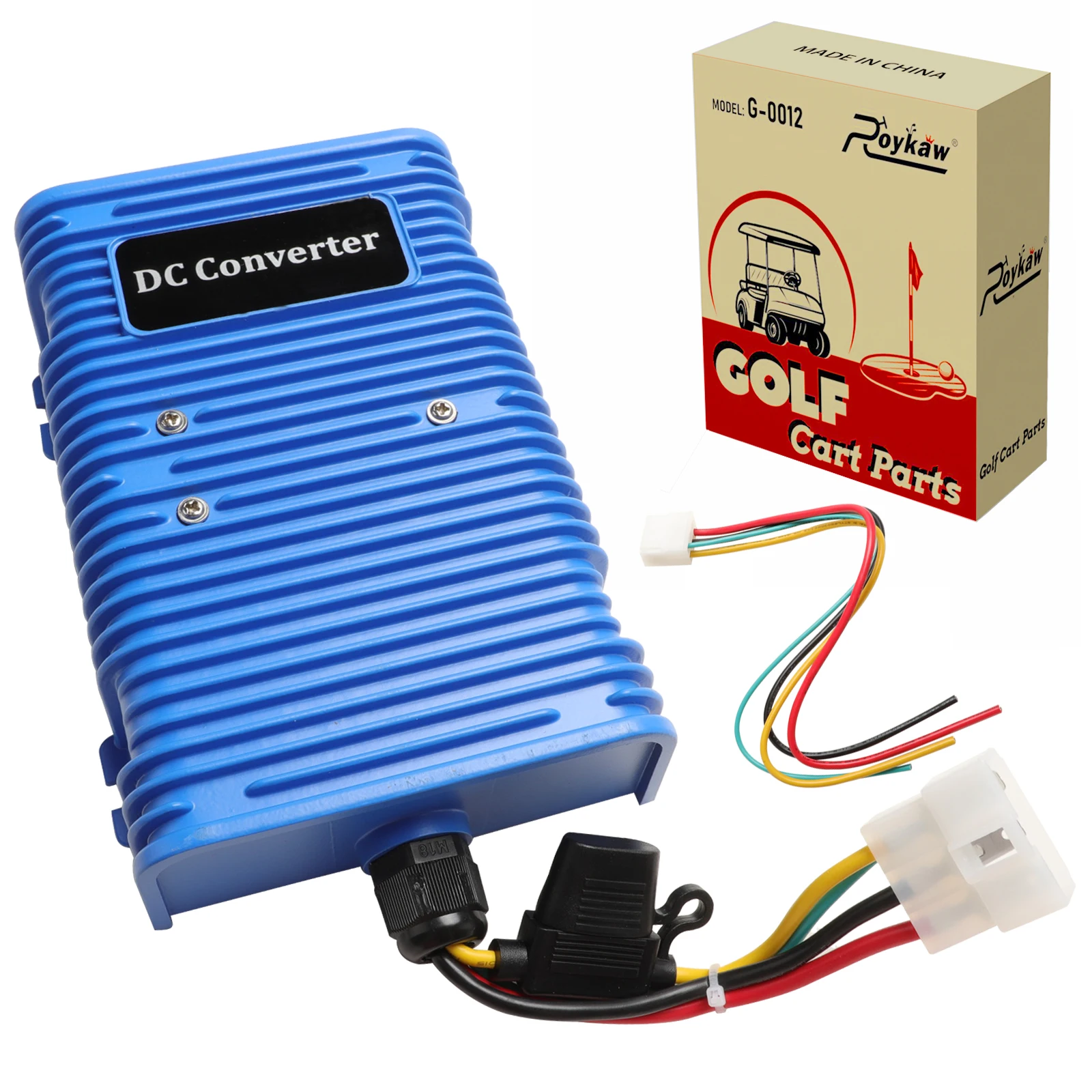 Roykaw Golf Cart Voltage Reducer Regulator Converter 36/48V to 12V Fit for EZGO Club Car Yamaha & Most Golf Carts, (30A/350W)