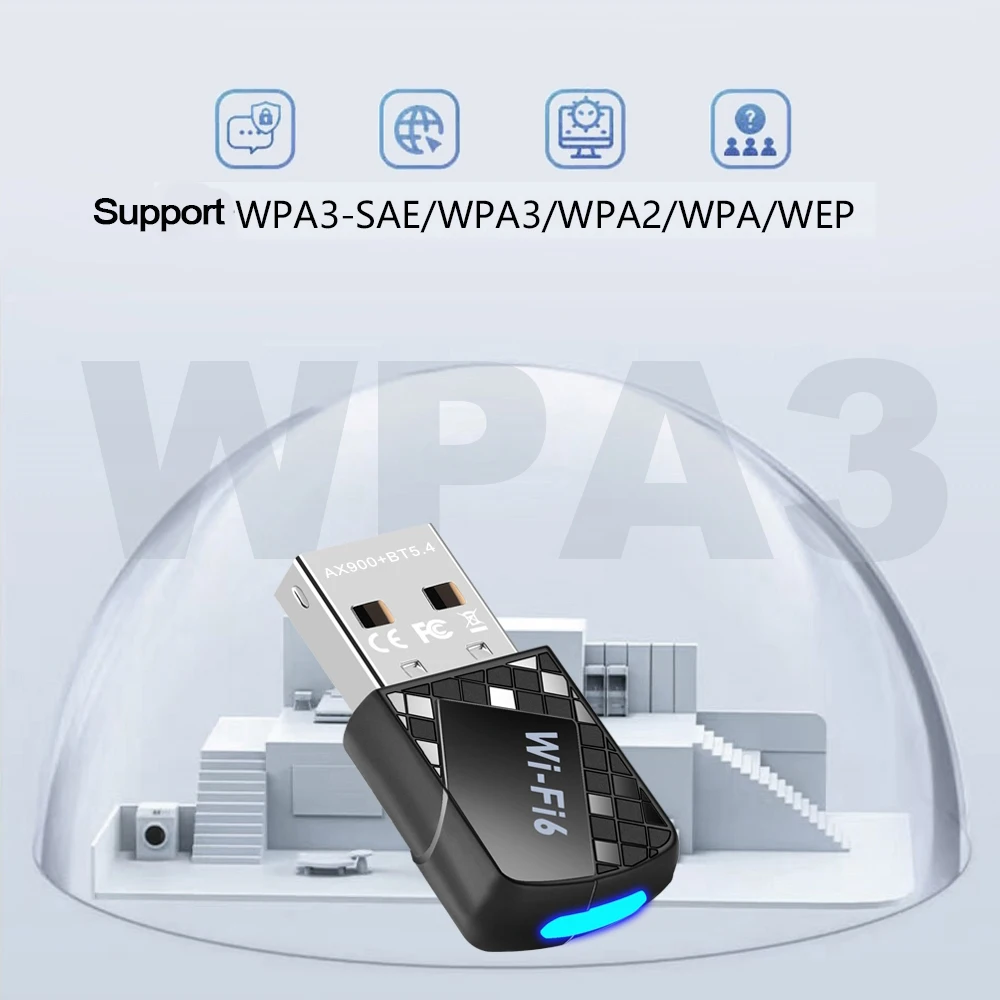 AX900 WIFI6 Bluetooth 5,4 USB-адаптер, сетевая карта 2,4G и 5 ГГц, беспроводной приемник для ПК/ноутбука, Win10/11, бесплатный драйвер