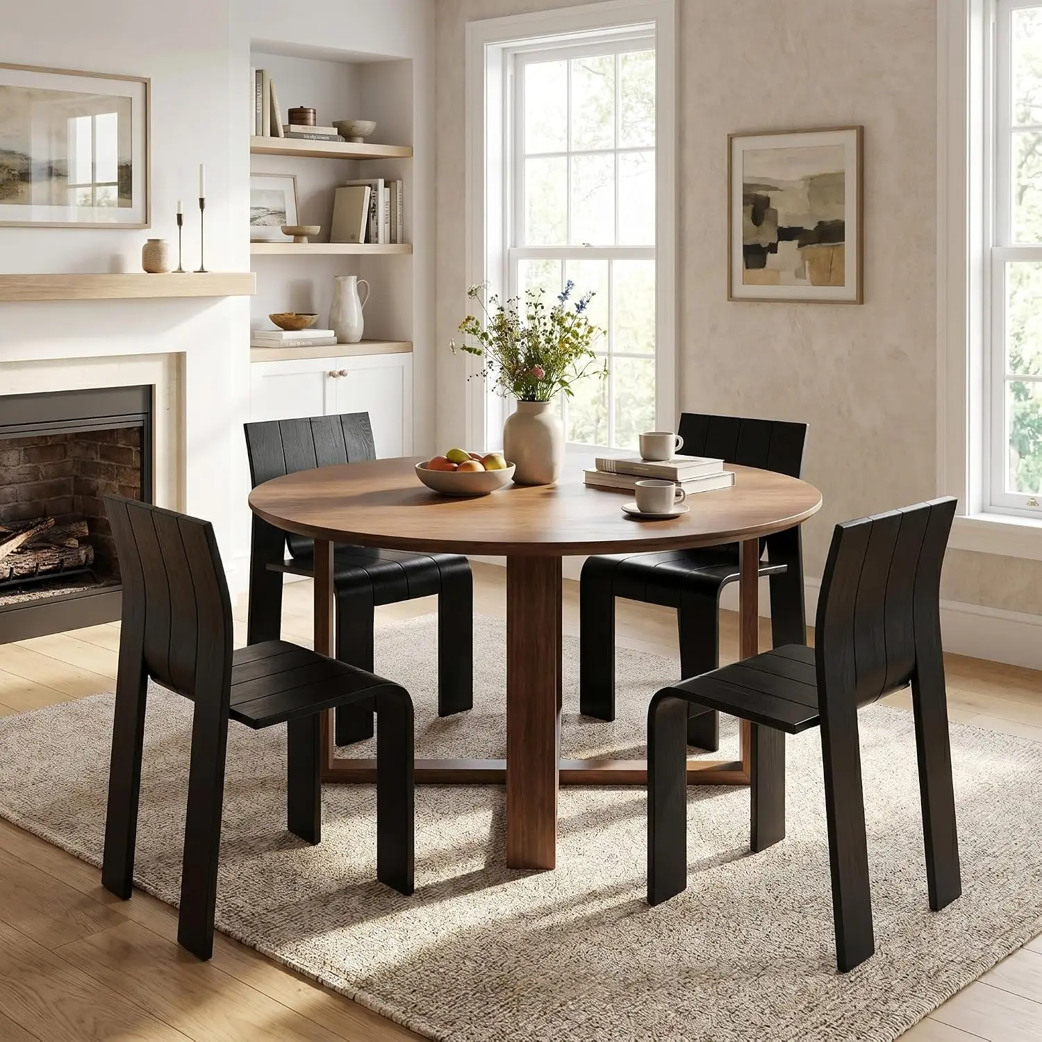 Stackable Wooden Dining Chairs Set of 4 Black, Customized