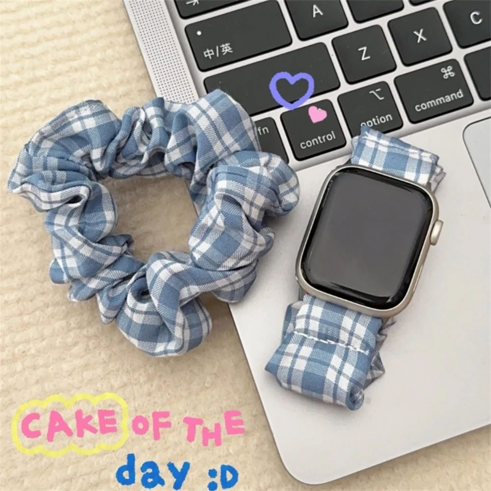 NewJeans Hanni Lattice ElasticWatch Band For Apple Watch 44mm 40 45 41 49 42 38mm Soft Strap For Ultra Series 9 8 SE 7 6 5 4 3