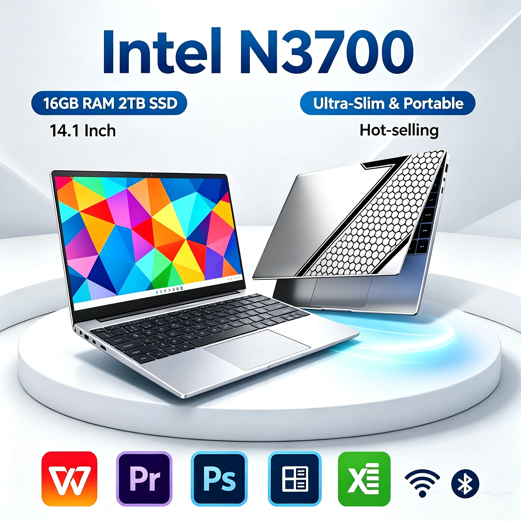 14.1 Inch Intel N3700 Laptop 4C4T 1.6GHz 2.4GHz Turbo 16GB RAM 2TB SSD Ultra Slim Gaming Pro High Performance Max