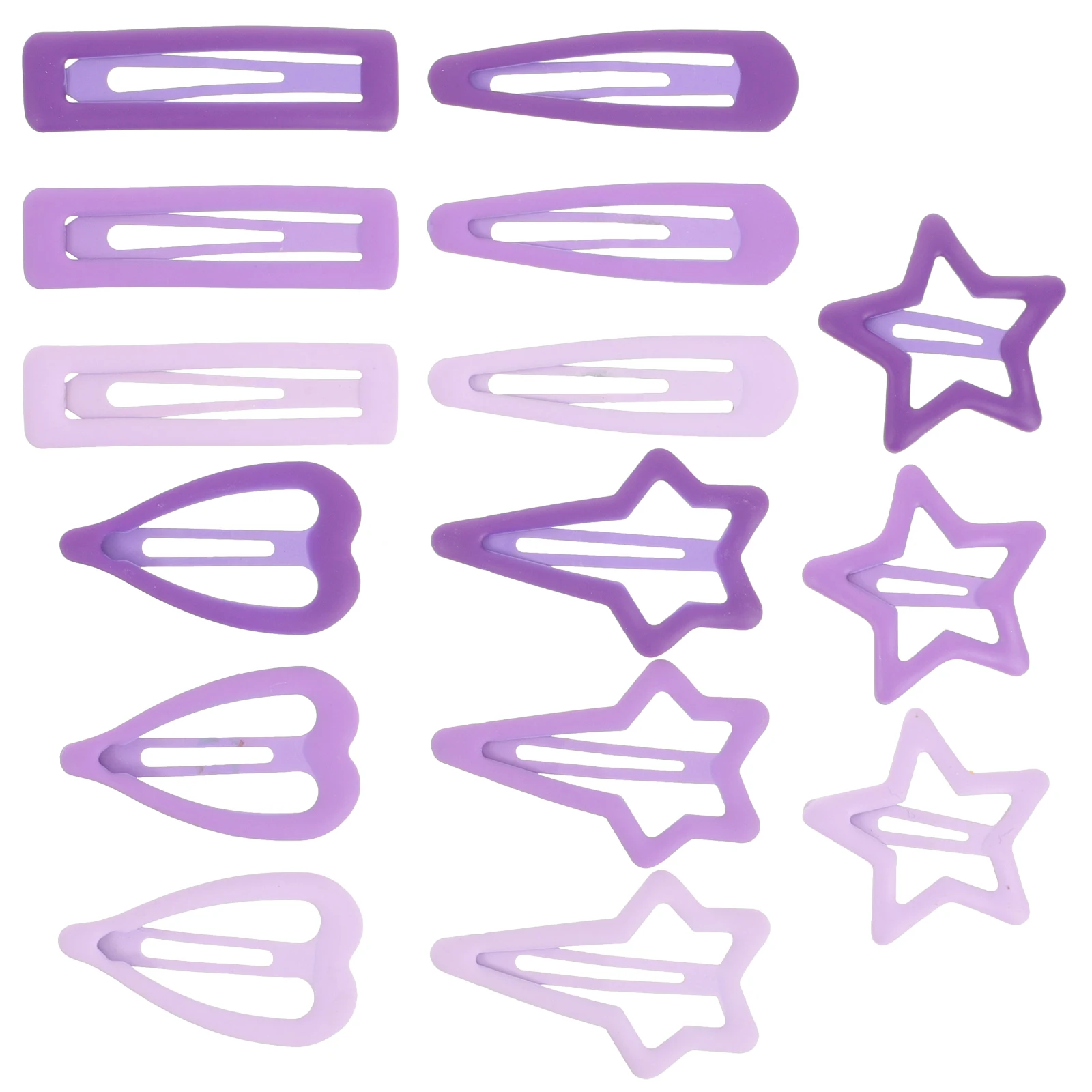 

15pcs Star Hair Clips Metal Barrettes For Girls Small Snap Clips Party Wedding Daily Wear Purple Heart Teardrop