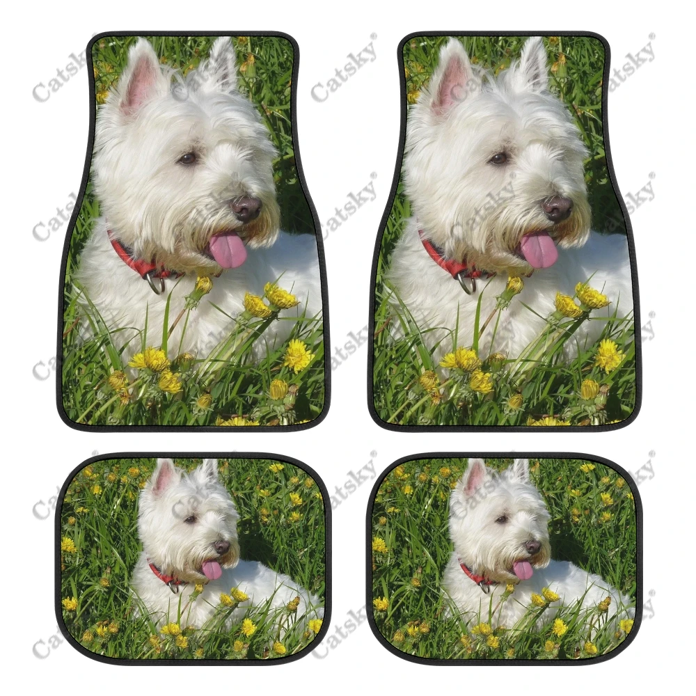 

West Highland White Terrier Car floor mats universal stylish dirt-resistant and waterproof car carpets front and rear 4 pieces