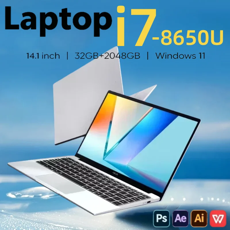 【Brand+】Portátil empresarial ligero de 14,1 pulgadas, procesador i7 8650U, 12 GB de RAM, SSD de 1 TB/2 TB, pantalla Full HD, Windows 11