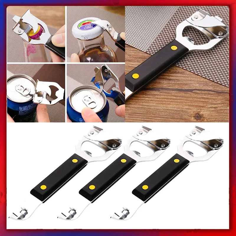 Household Multifunctional Can Opener Beer Beverage Can Opener Adjustable Stainless Steel Non-Slip Multifunction Manual Jar Bottl