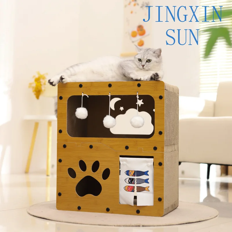 Wholesale new double-layer corrugated paper cat scraper wear-resistant pet house animal pattern cartoon square