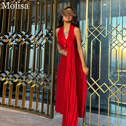 MOLISA Unique Style Party Evening Gowns 2025 New Formal Occasion Dress A-Line V-Neck Pleated Button Ankle-Length فساتين الحفلات