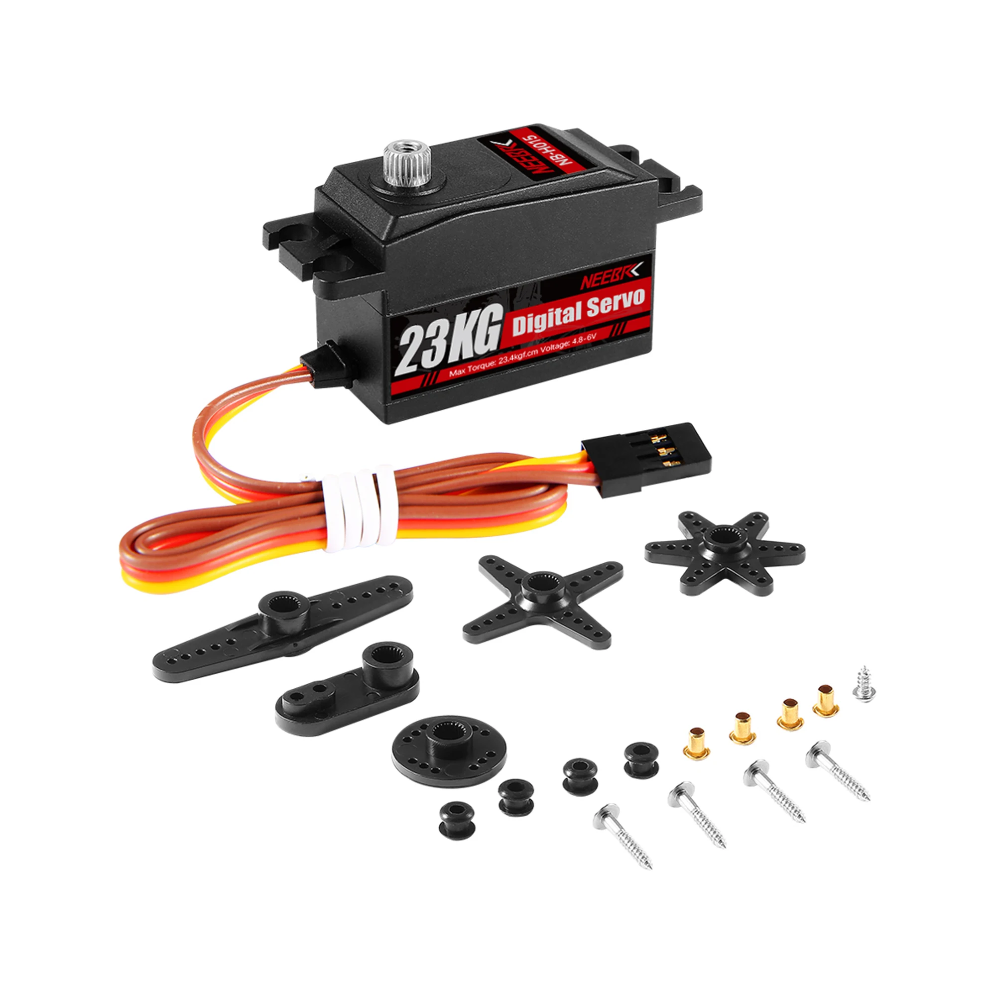 NEEBRC 23KG engranaje de Metal Servo Digital impermeable de perfil bajo para 1/8 1/10 RC coche camión oruga avión Robot Axial Scx10 piezas de juguete