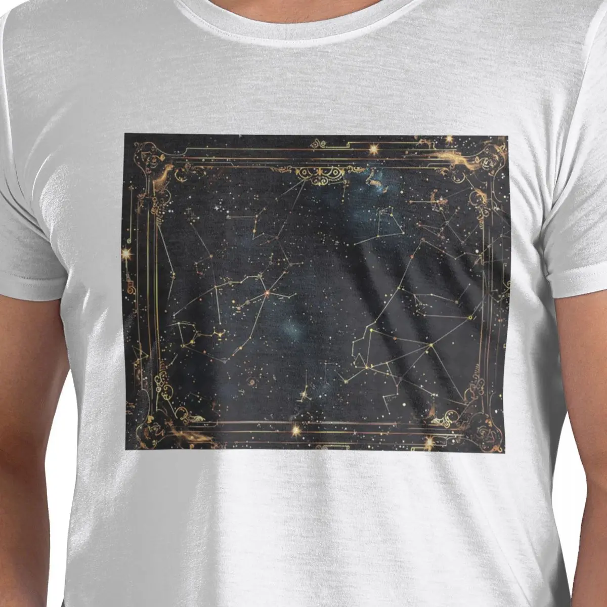 

Golden Celestial Stars Zodiac Constellations 8 100% Cotton T-Shirt Men's Oversized T Shirts Men Round Neck Short Sleeve S-6XL