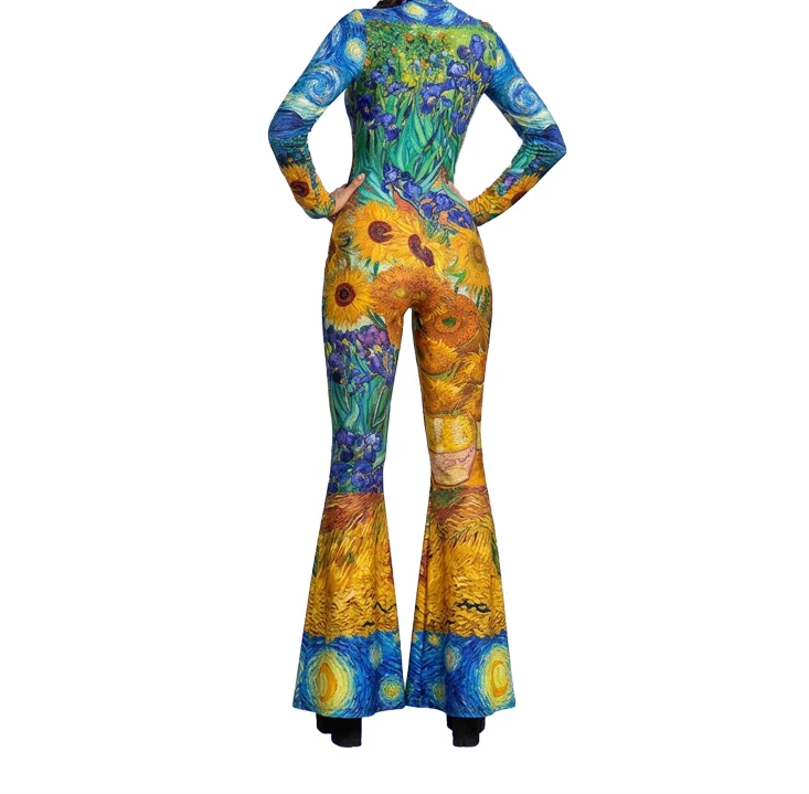 Mehrfarbiger Schlaghosen-Body mit Regenbogen-Effekt, ausgestellter Catsuit für Rave-Partys, Halloween, Schmetterlings-Skelett-Jumpsuit-Outfit 2026 – Detail 29