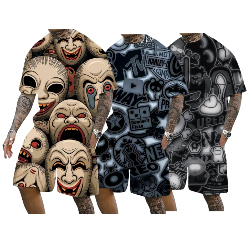 

Men's Suit 2pcs Set Fashion Leisure Comfortable Set Men Including T-shirts Shorts Suitable Sports Fitness Activities Summer