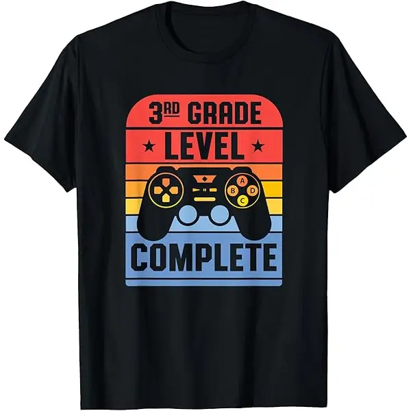 Hello 3Rd Grade Level Unlocked Video Game Back To School Boy T-Shirt Back to School Tees Teacher Colorful Doodle First Day
