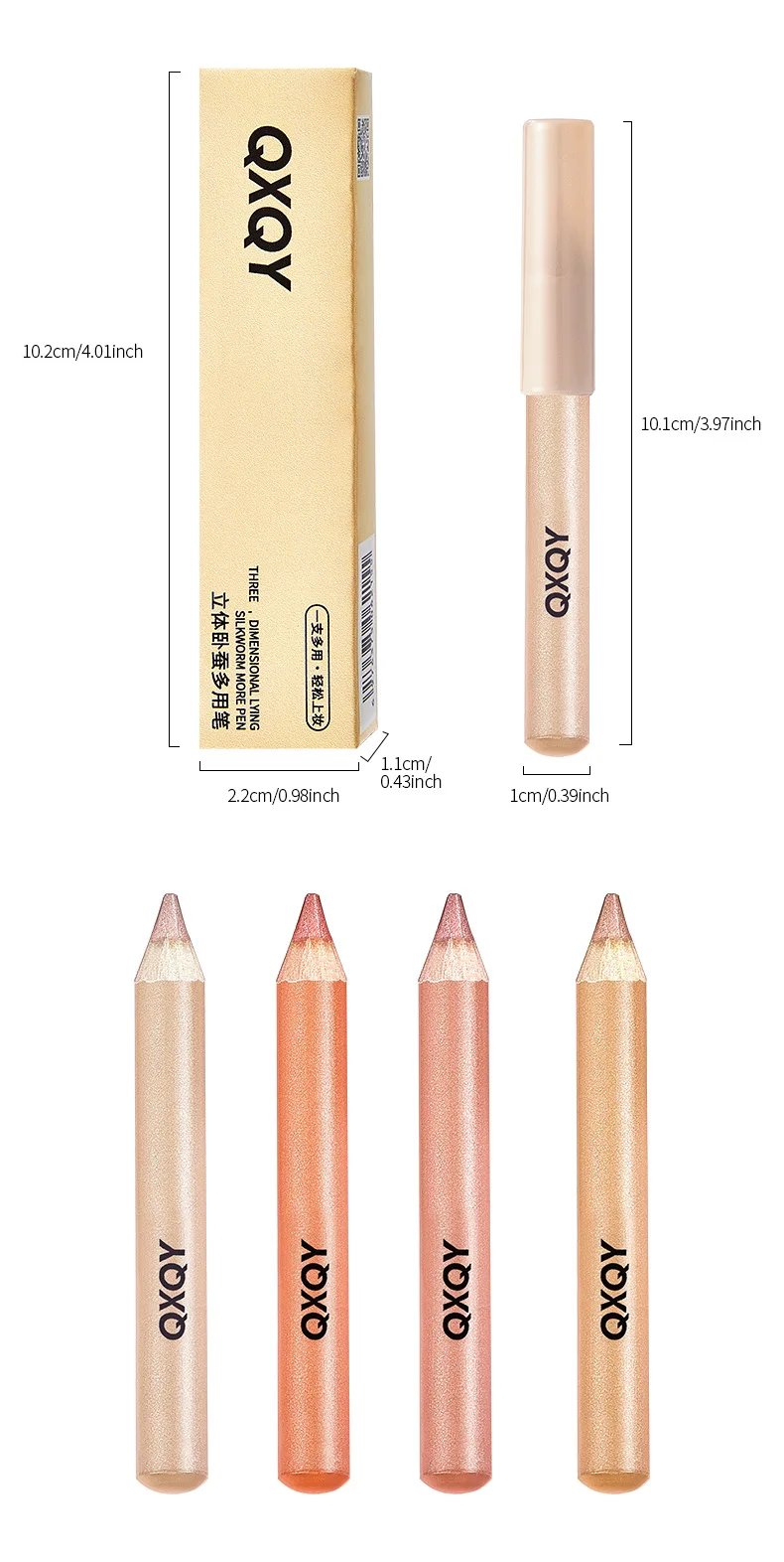 QXQY 3D Unter-Augen-Highlighter-Stift Wasserfest Verwischungsfest Langanhaltend Multifunktionaler Eyeliner Aufhellender Aegyo Sal Make-up-Stift – Detail 27