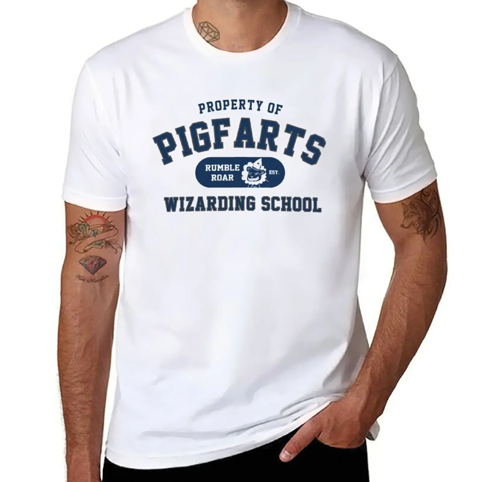 Starkid: Pigfarts wizarding school (blue) T-Shirt sports fans oversized fruit of the loom mens t shirts