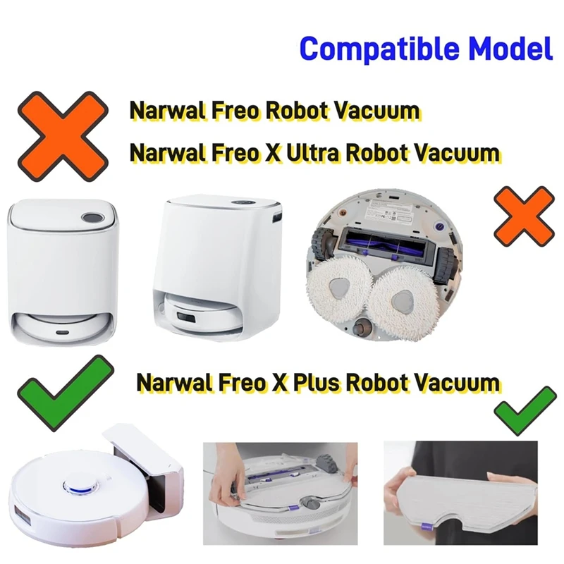 Replacement Mop Pads For NARWAL Freo X Plus Microfiber Reusable Mop Cloth Robot Vacuum Cleaner Accessories