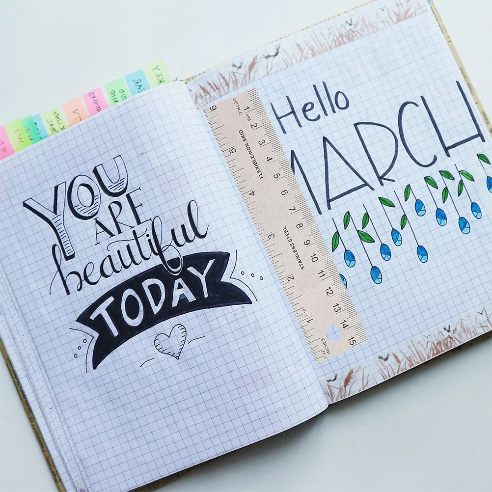 3pcs Portable Cork Backing Ruler Lightweight Measuring Straight Edges For Students Drawing Painting School Office Use