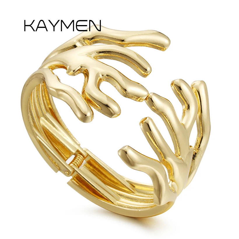 

Fashion Costume Bracelet Bangle for Girls Gold Plating Coral Shape Statement Chunky Bracelet Cuff Bangle Jewelry Dropshipping