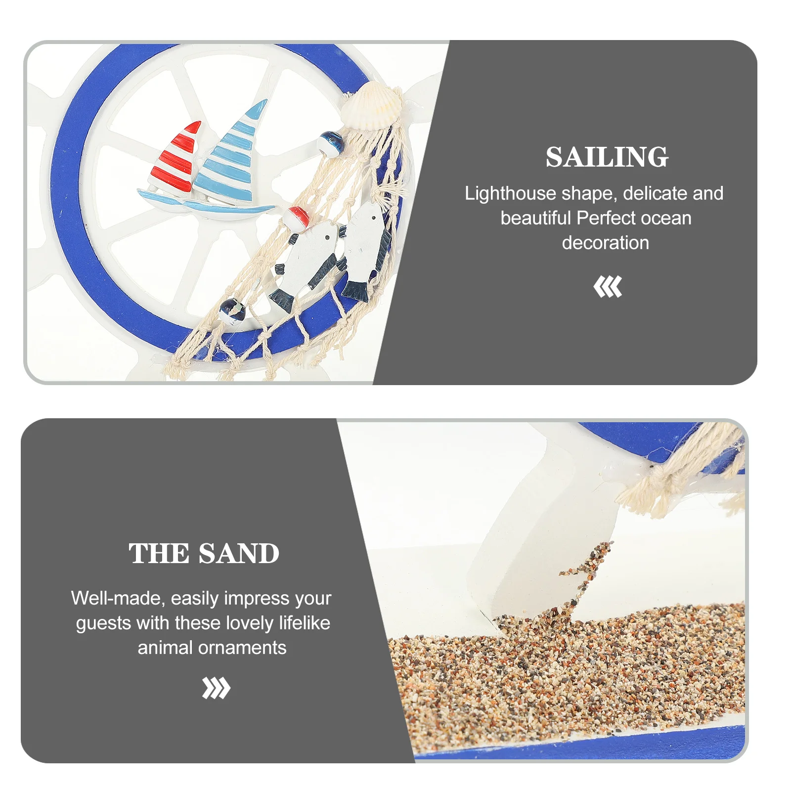 

Rudder Shaped Ornament Mediterranean Style Desktop Wood Decoration Creative Delicate Gift for Families Home Adornment