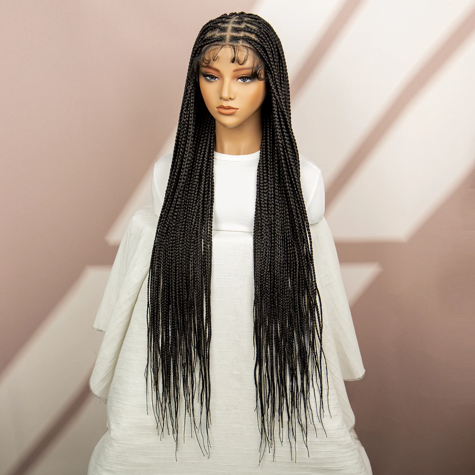 Synthetic Braided Wigs with Baby Hair for Black Women Knotless Wigs Full Lace Micro Braids Wigs Lace Frontal Braiding Hair Wigs