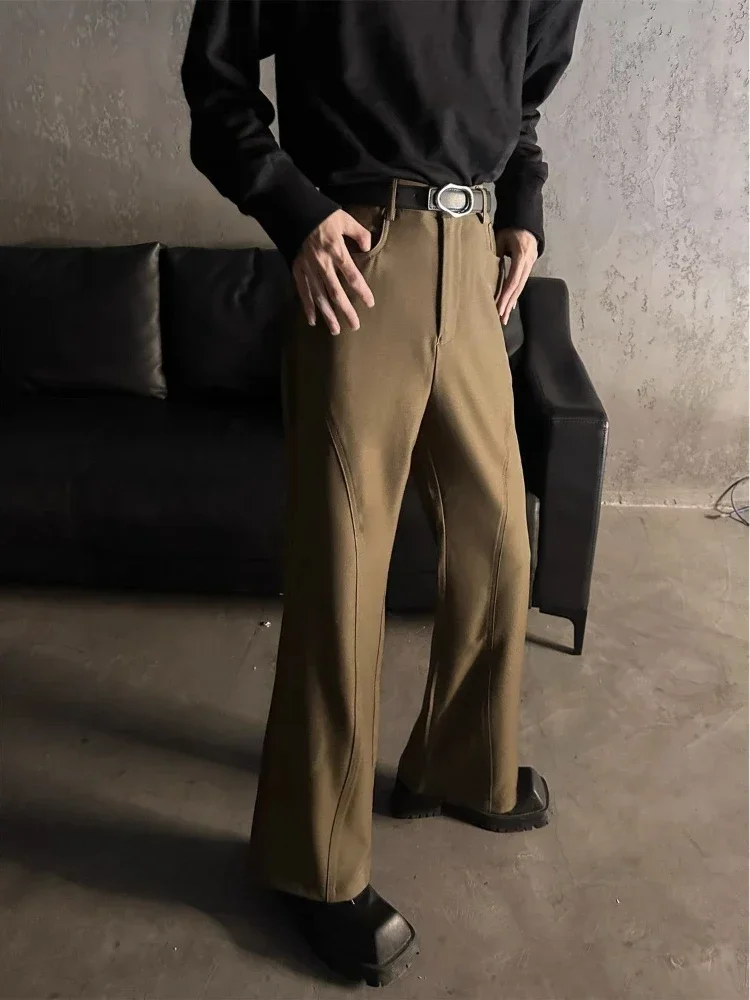 Straight Men\'s Summer Pants Baggy Black Male Suit Trousers Work Wear Slacks Spandex Anti-wrinkle Elegant Designer Clothes Fabric