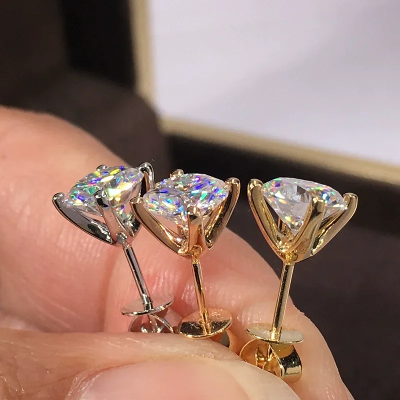 0.2-5ct D Color Certified Moissanite Earring for Women Man S925 Sterling Silver Wedding Diamond 4 Claw Stud Earrings Jewelry
