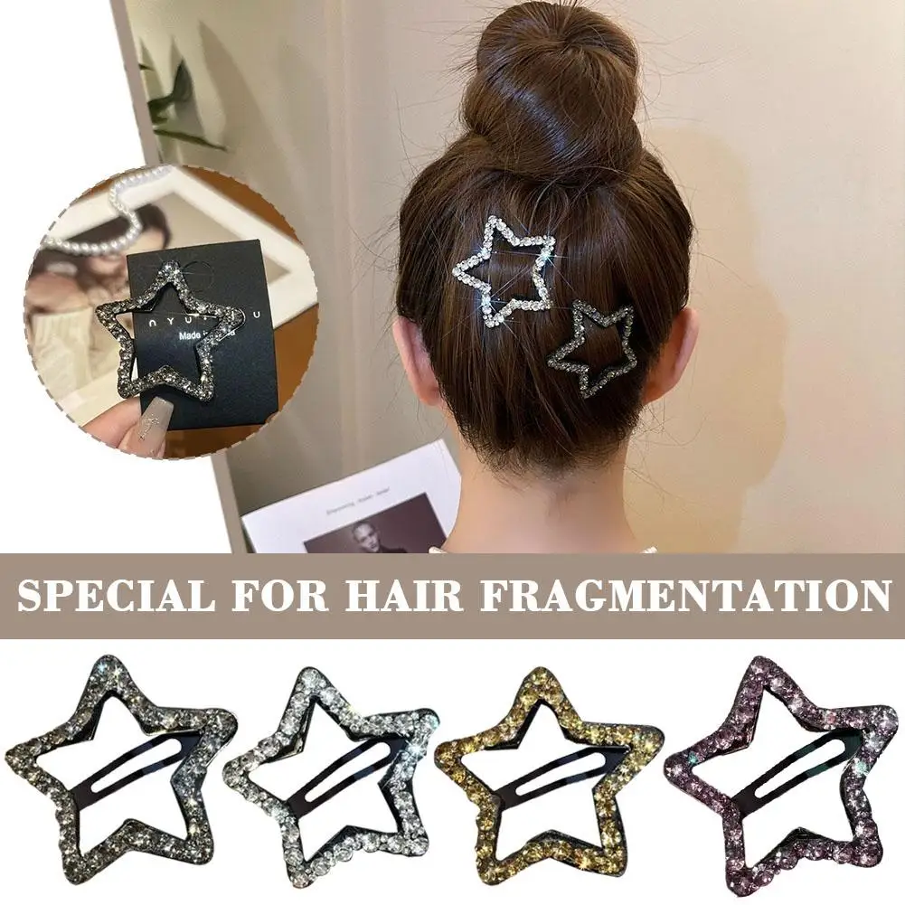 1 Pcs Star Bobby Pin Bangs On The Side Of The Forehead Hair Accessories Diamond-encrusted With Headdress I0K3