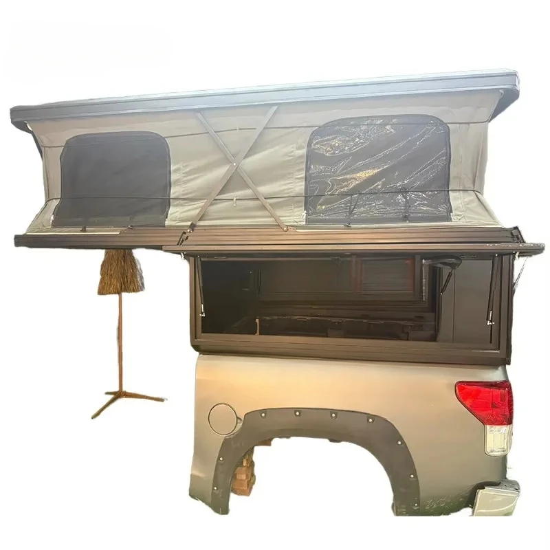 High Quality Customized Aluminum Hard Shell Pickup Rooftop Tent With Canopy Offroad Camping view 4