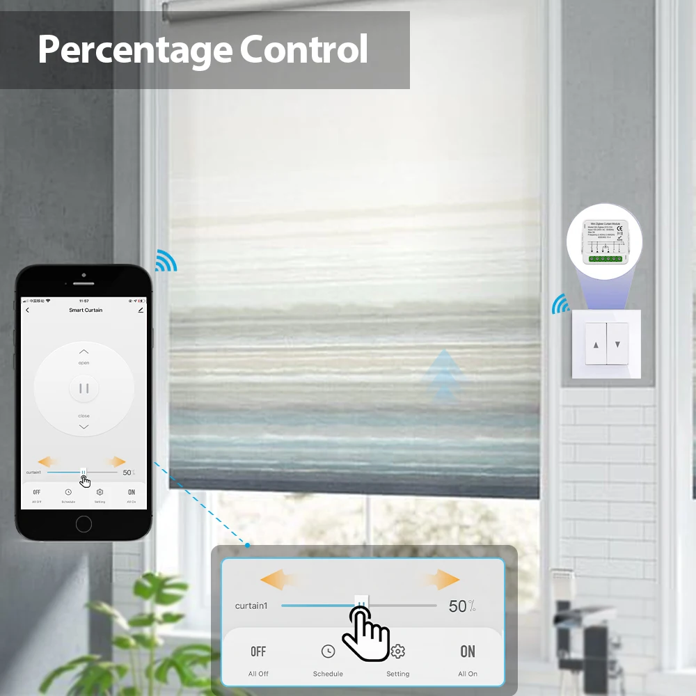 Tuya ZigBee WiFi Módulo de Interruptor de Cortina Inteligente, Persianas, Obturador, Motor Elétrico, Aplicativo Smart Life, Trabalhar com Alexa, Google Home