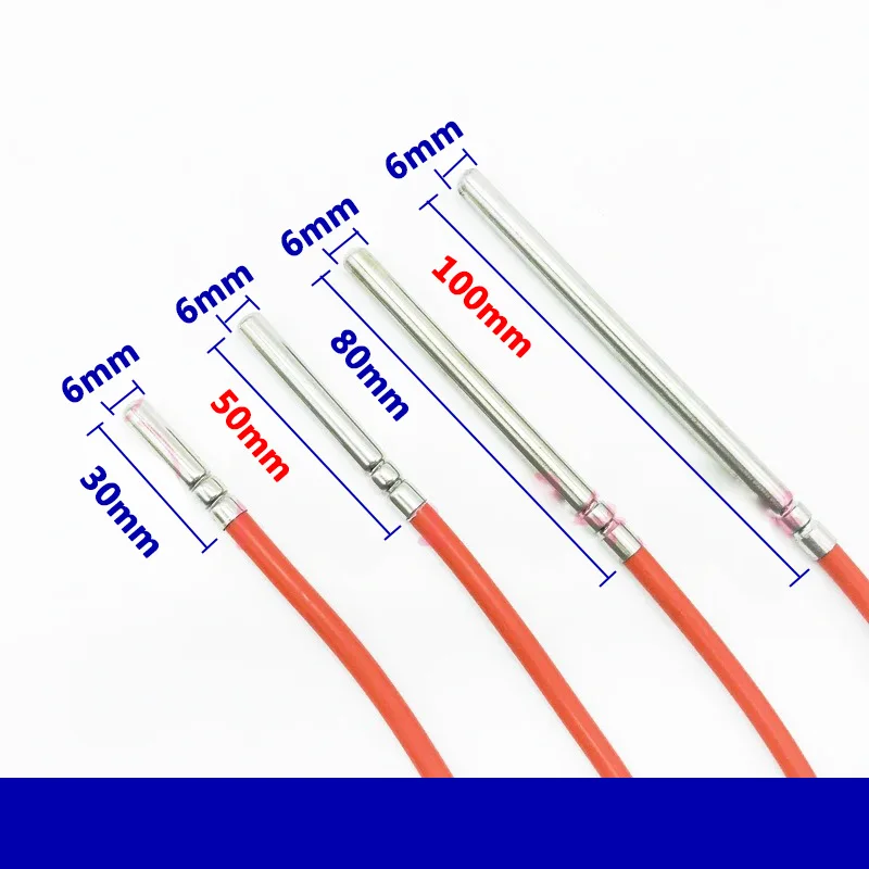 Waterproof PT100/PT1000 Temperature Sensor thermocouple -50- 260°C Stainless Steel Probe Heat Resistant 2 Wire 1M Silicone Cable