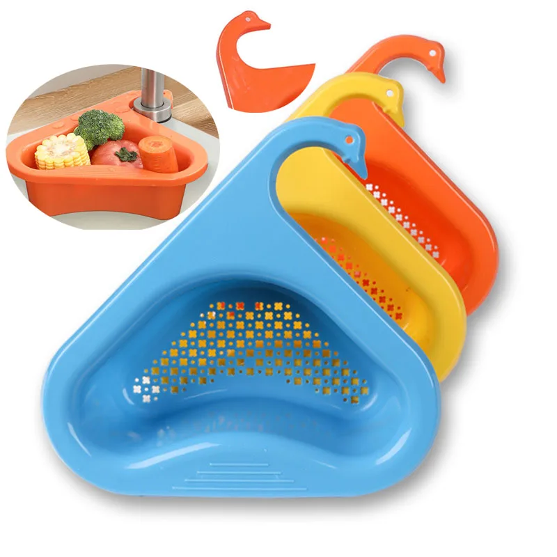 

Kitchen Sink Strainer Sponge Rack Filter Shelf Vegetable Fruit Drainer Swan Shape Reusable Storage Baskets Bathroom Assessories