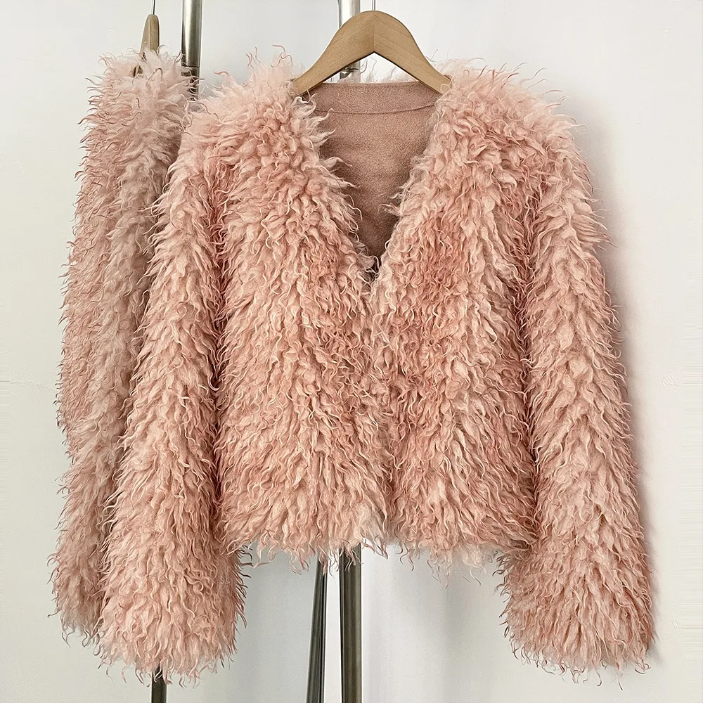 

Fur Coat Eco-friendly Coats for Woman Artificial Winter Fur Coat Warm Women's Clothing New in Coats & Jackets Women Tops Stones