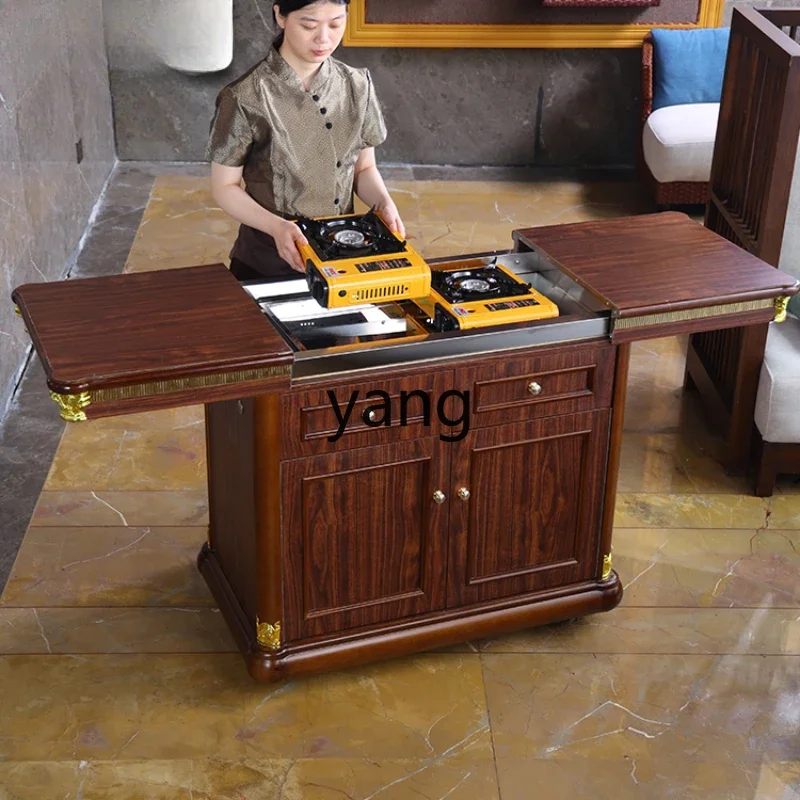 LH pull-up cassette stove cooking cart Lobby on-site heating cooking abalone cart Hotel restaurant Lobby car