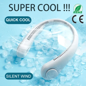 휴대용 USB 미니 충전식 목 선풍기, 조절식 블레이드리스 접이식 웨어러블 선풍기, 2400Mah, 인기 판매