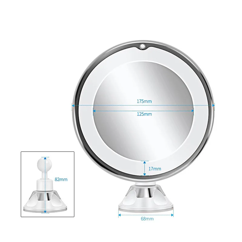 Specchio d'ingrandimento flessibile 10x LED LightingTouch Screen portatile toletta trucco batteria a secco