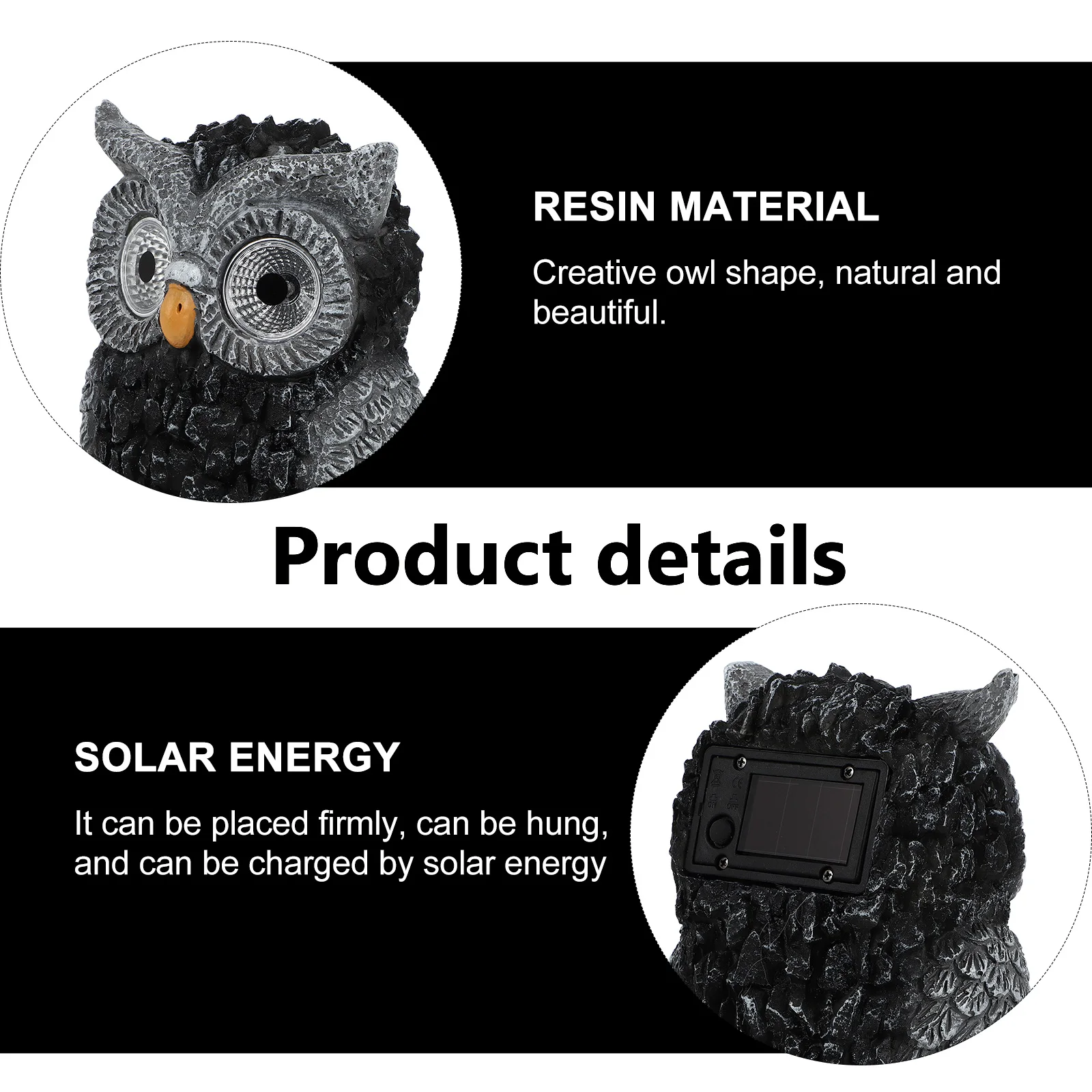 

Owl Resin Waterproof Garden Decor Outdoor Lawn Balcony Decoration Solar Owl Sculpture Durable Solar Powered Figurine