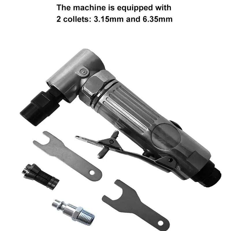 A84X-2X 1/4 Inch Air Angle Die Grinder 90 Degree Pneumatic Grinding Machine Cut Off Polisher Mill Engraving Tools Set