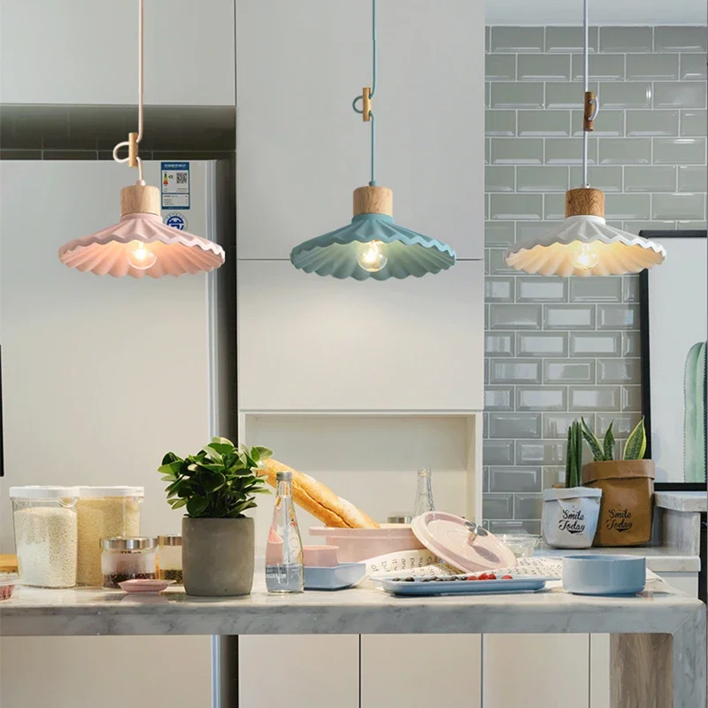 حديث-مصباح معلق مزخرف ماكارون ، أضواء متدلية رومانسية ودافئة ، ثريا صغيرة ، إضاءة مطعم نوردية ، بار ، متجر شاي