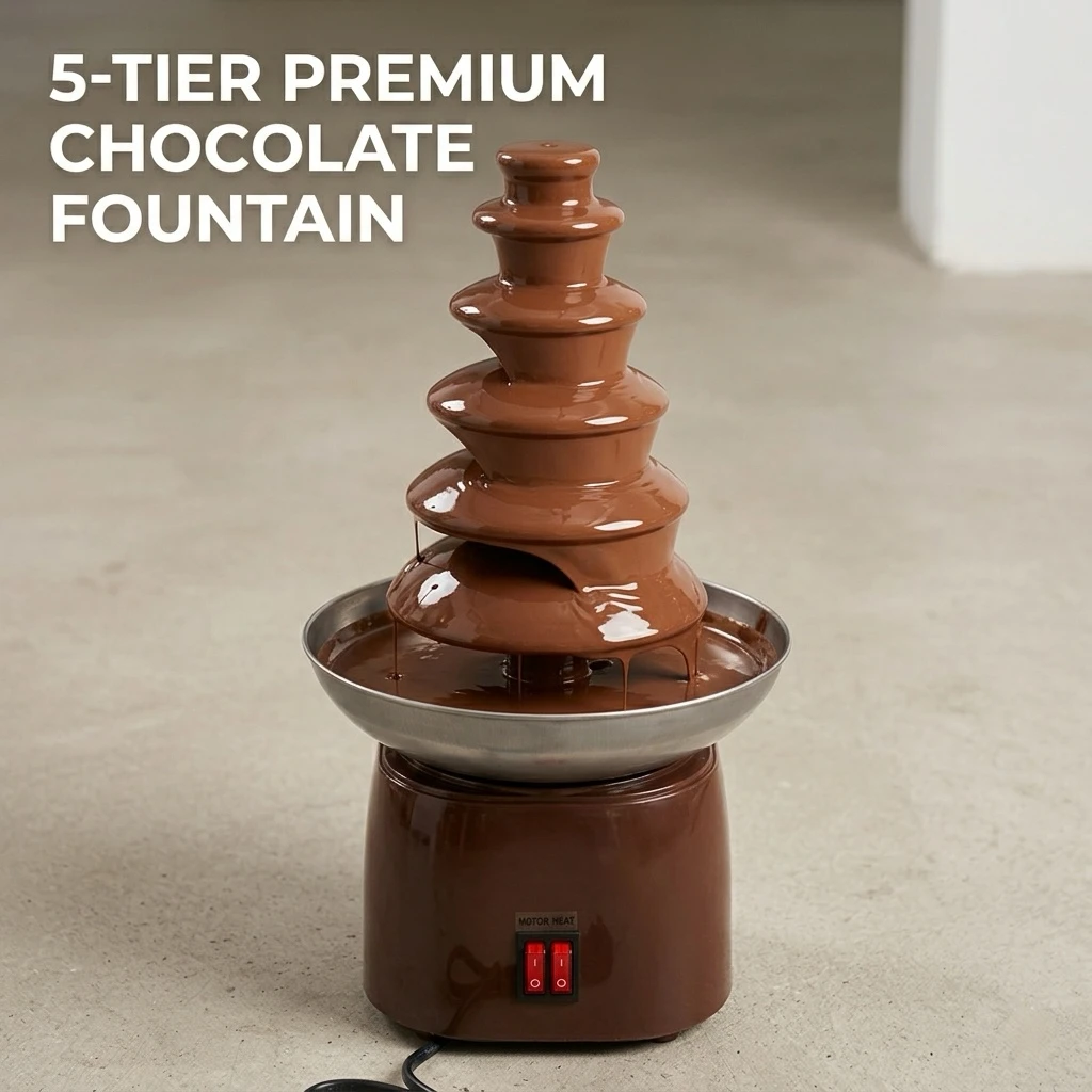 Portable Chocolate Fountain Machine Home Use 6-Tier Chocolate Fondue Maker for Fruit Dipping Parties Sweet Dessert Waterfall Too