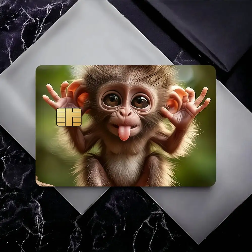 Funny Monkey Credit Card Skin Stickers for Bank Card Bus Metro Card Sticker Waterproof