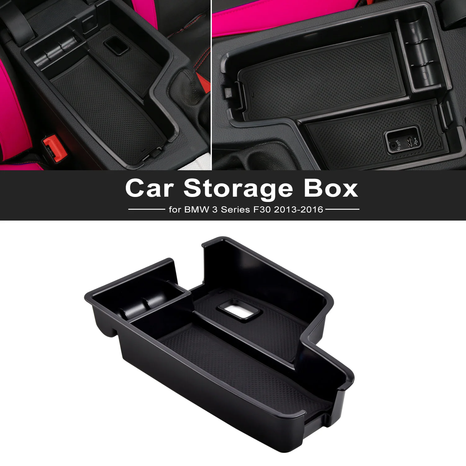 ABS Black Car Center Console Armrest Storage Box Tray Case Fit For BMW 3 Series F30 2013-2016 Car Stowing Tidying Car Accessory