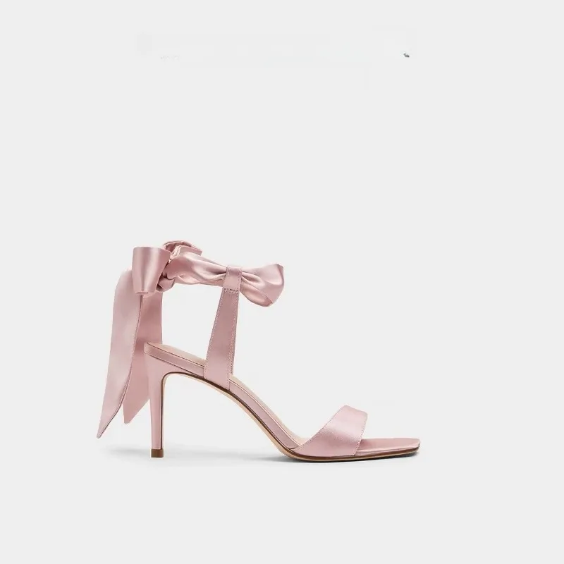 Summer High Heel Sandals for Women 2025 New Fashion Style Pink Fairy Style with Skirt One Line Strap High Heel Shoes