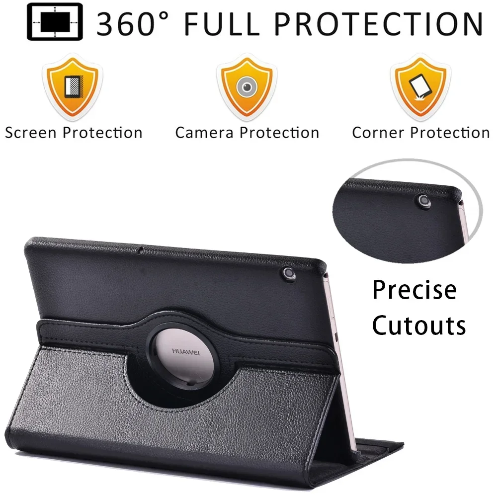 For Huawei MediaPad T5 10 10.1"/T3 10 9.6" 360 Rotating Tablet Case Folding Protective Shell Friends Series Stand Cover+Stylus