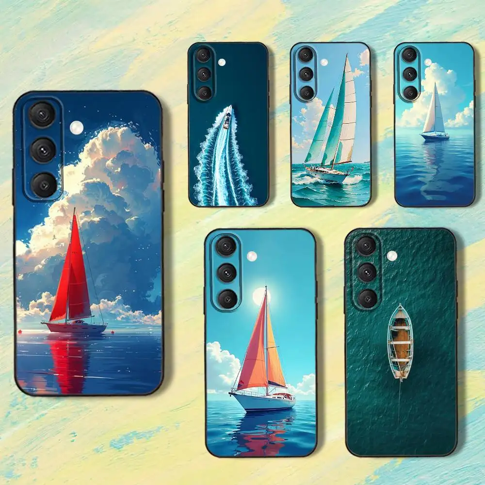 Art SailingS S-Ship B-Boat Phone Case For Samsung S25,S24,S10,S22,S21,S20,S23,Ultra,Plus,Lite,FE,Soft Silicone Black Cover