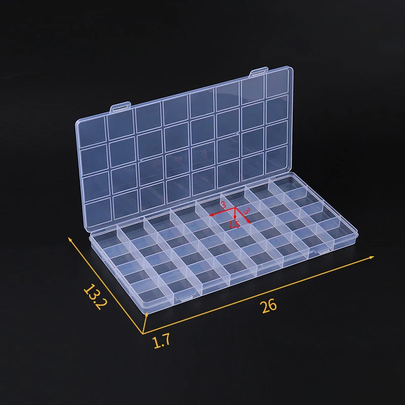 1PC 32 Grid Compartment Plastic Transparent Storage Box Jewelry Earring Bead Screw Holder Case Display Organizer Container