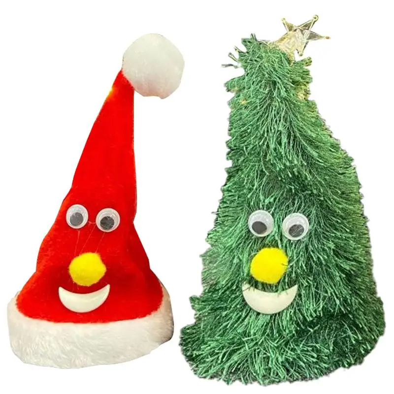 Electric Christmas Hat 6 Inch Eye-Catching Dancing Plush Hat Festive Atmosphere Decoration Perfect Christmas Gift for Children