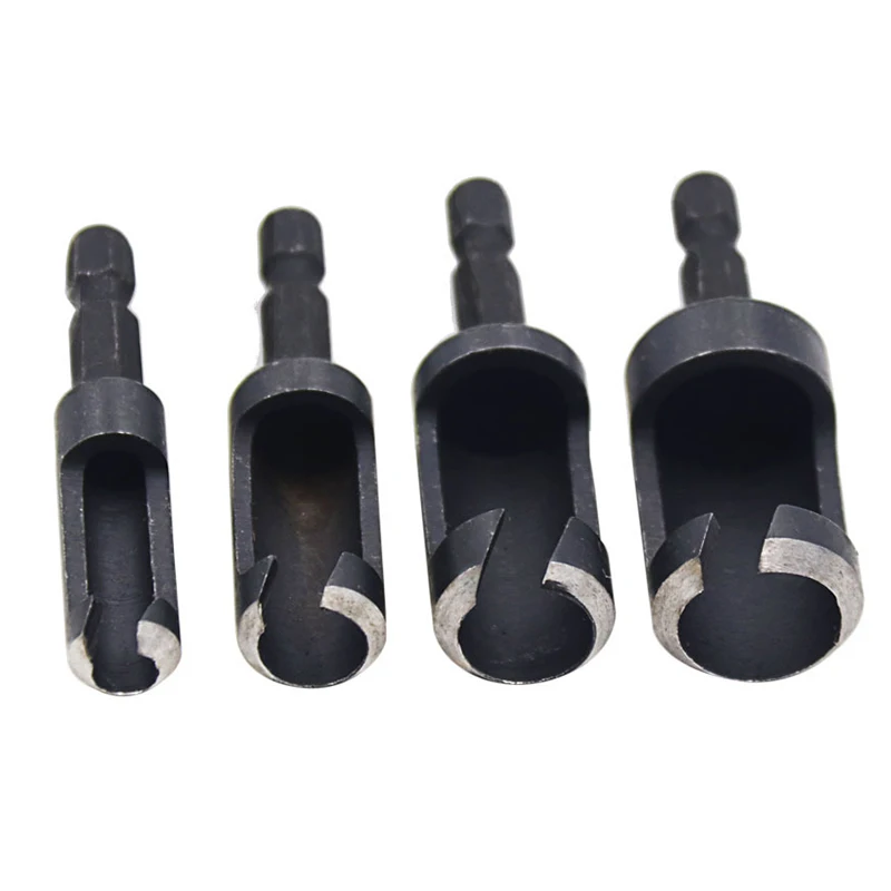 4 pezzi trapano con tappo in legno nero con manico esagonale 6mm 10mm 13mm 16mm set di utensili da taglio per punte da trapano per lavorazione del legno