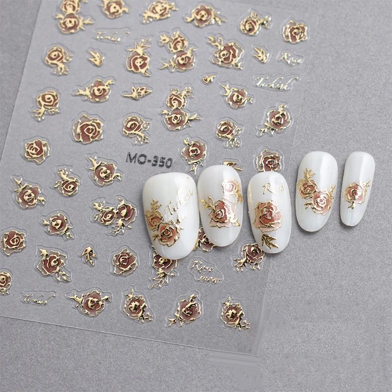 Neue Rose Blume 3d Nagel aufkleber Zubehör Nail Art Dekoration selbst drückend auf Maniküre Aufkleber Damen Maniküre liefert Aufkleber