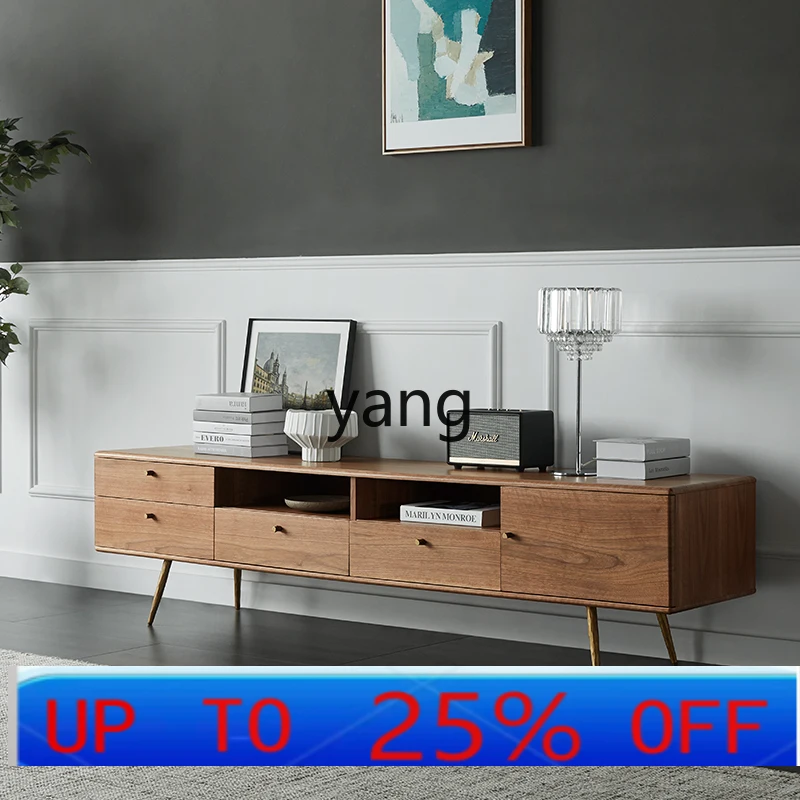 

LMM Modern Minimalist Walnut Color TV Cabinet and Coffee Table Set for Living Room