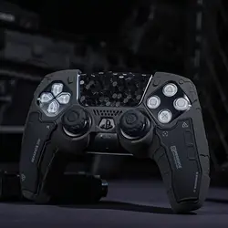 GeekShare Black Controller Skin Set for PS5 Wireless Controller with 2 Thumb Grip Caps and 2 Stickers,PS5 Protective Cover