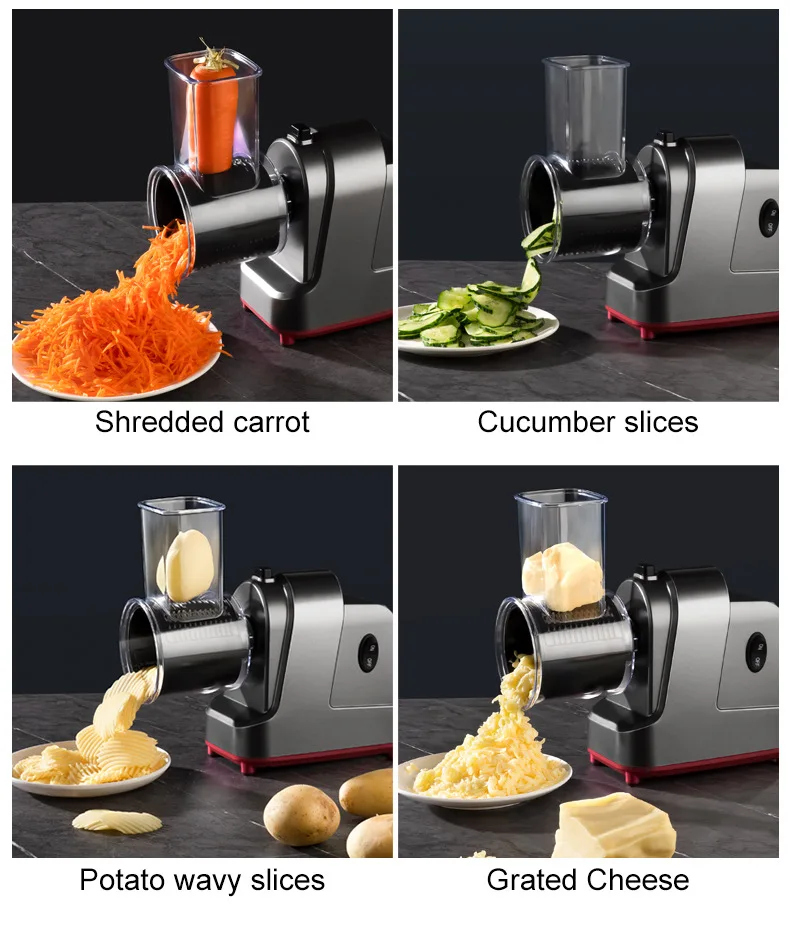 220V Electric Vegertable Cutter With Stainless Steel Blades 250W Multifunction Potato Cucumber Carrot Slicer Food Processor